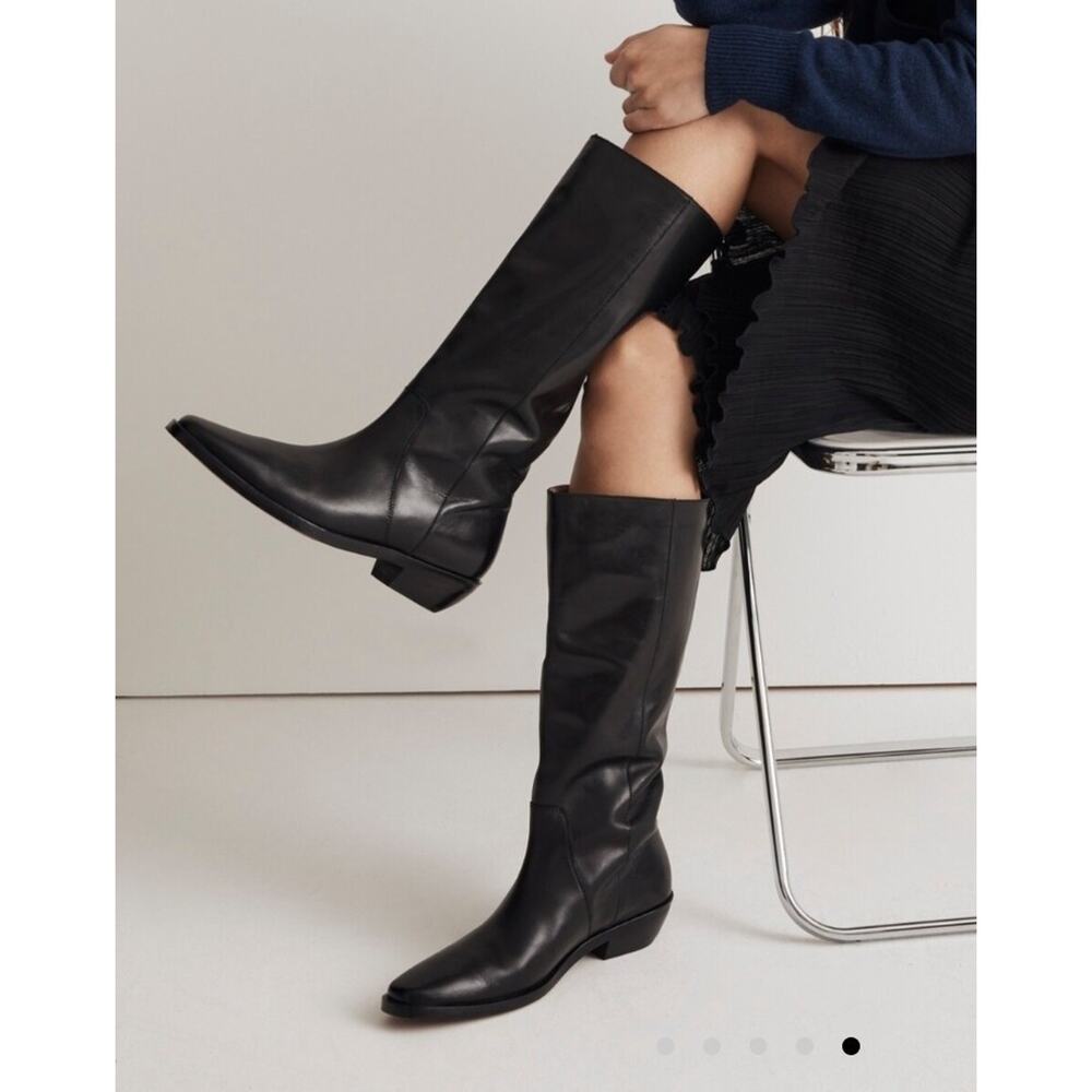 New MADEWELL The Antoine Tall Boot Extended Calf in Black Leather womens sz 9.5